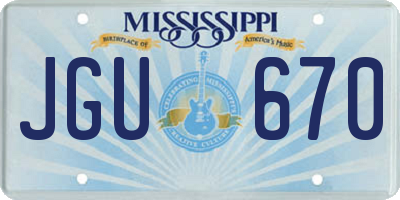 MS license plate JGU670