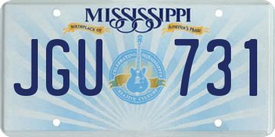 MS license plate JGU731