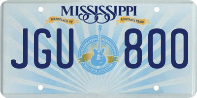 MS license plate JGU800