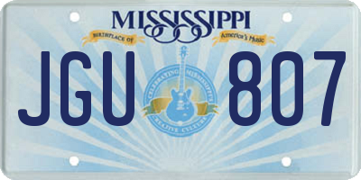 MS license plate JGU807