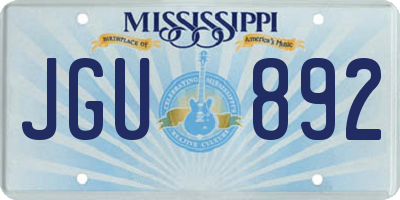 MS license plate JGU892
