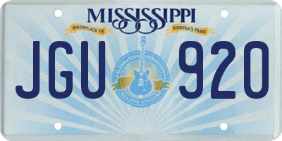 MS license plate JGU920