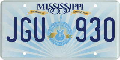 MS license plate JGU930