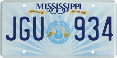 MS license plate JGU934