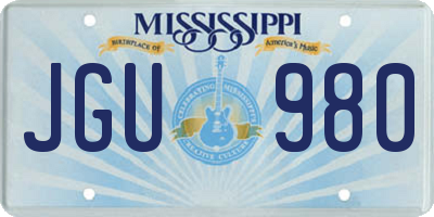 MS license plate JGU980