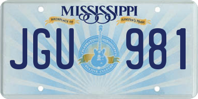 MS license plate JGU981
