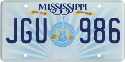 MS license plate JGU986