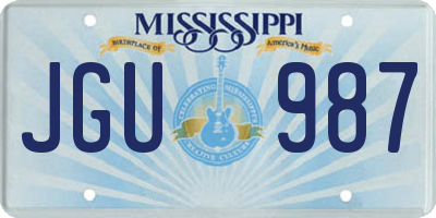 MS license plate JGU987