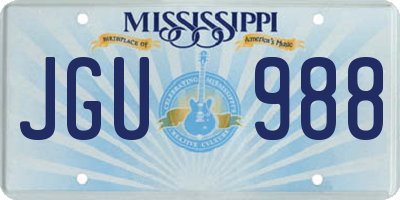 MS license plate JGU988