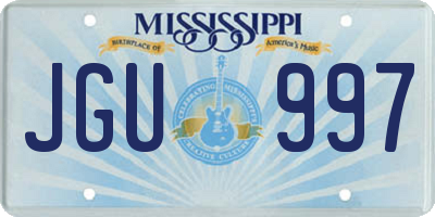 MS license plate JGU997