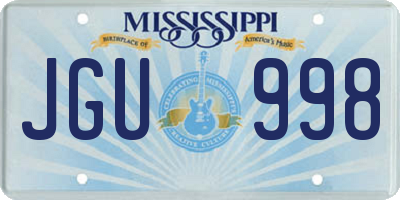 MS license plate JGU998