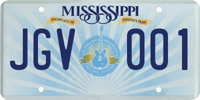MS license plate JGV001