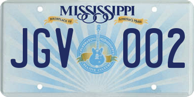 MS license plate JGV002