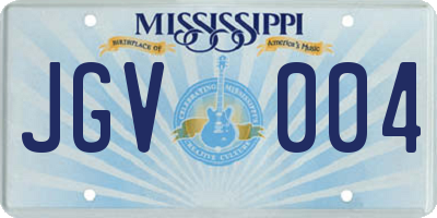 MS license plate JGV004