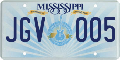 MS license plate JGV005