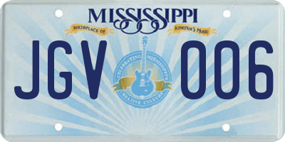 MS license plate JGV006