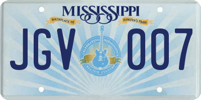 MS license plate JGV007