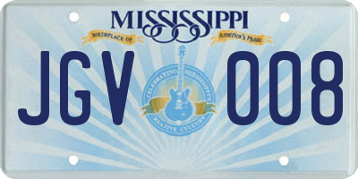 MS license plate JGV008