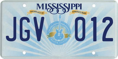 MS license plate JGV012