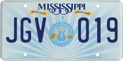 MS license plate JGV019