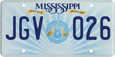 MS license plate JGV026