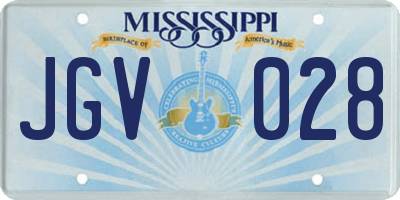 MS license plate JGV028