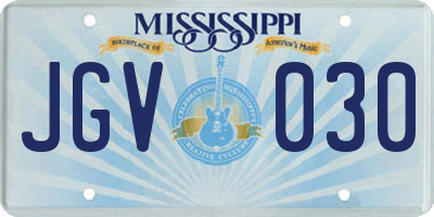 MS license plate JGV030