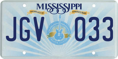 MS license plate JGV033