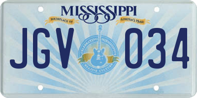 MS license plate JGV034
