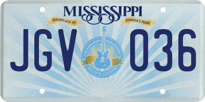 MS license plate JGV036