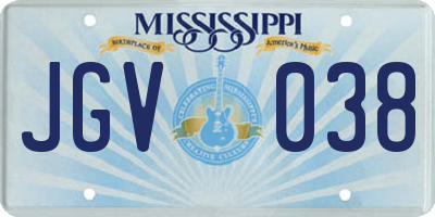 MS license plate JGV038