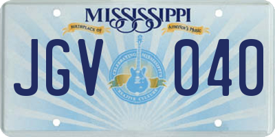 MS license plate JGV040