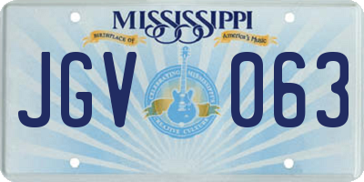 MS license plate JGV063