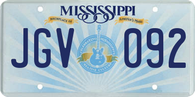 MS license plate JGV092