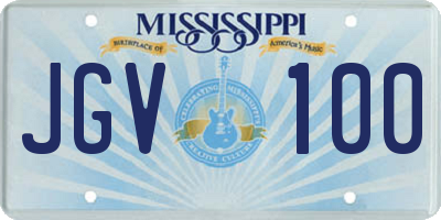 MS license plate JGV100
