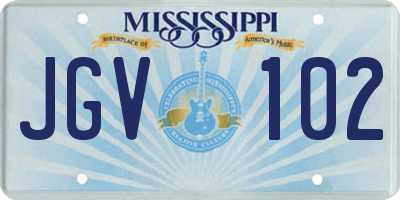 MS license plate JGV102