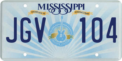 MS license plate JGV104