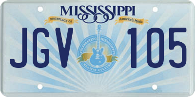 MS license plate JGV105