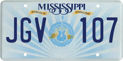 MS license plate JGV107