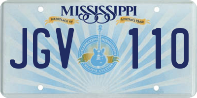 MS license plate JGV110
