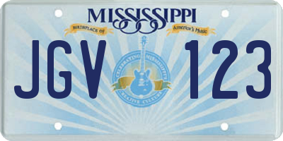 MS license plate JGV123