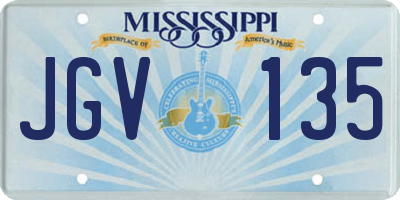 MS license plate JGV135
