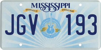 MS license plate JGV193