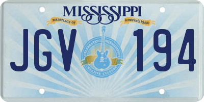 MS license plate JGV194