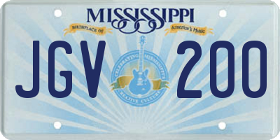 MS license plate JGV200