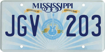 MS license plate JGV203