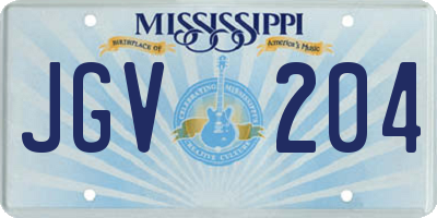 MS license plate JGV204