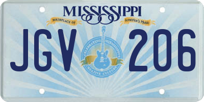 MS license plate JGV206