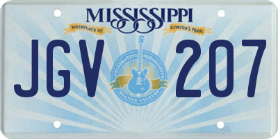 MS license plate JGV207