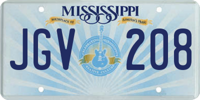 MS license plate JGV208